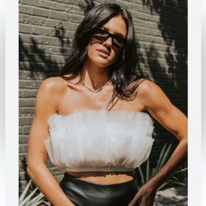 White tulle sleeveless top